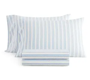Martha Stewart Francesca Stripe White/Blue FullSheet Set