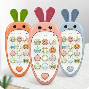 Carrot-shaped Phone with Lights and Music, Musical Light Up Rabbit Sensory Early Education Toy for Kids, Boys Girls Cartoon Learning Phone, No Battery Included
