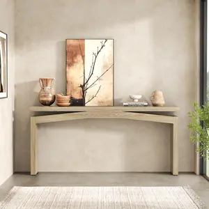 Couch Table Behind Sofa 63-Inch Rustic, Long Foyer Tables for Entryway Narrow, Modern Console Table Wood for Hallway, Living Room, Home, Entrance, Light Tan Wood