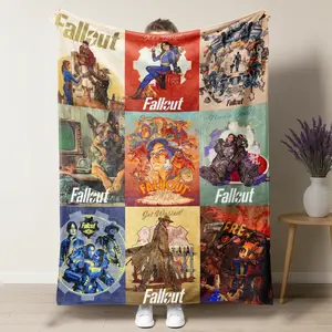 Fallout Retro Gaming Poster Collage Blanket – Iconic Vault Dweller, Power Armor & Dogmeat Art, Soft Plush Fleece Throw, Perfect for Gaming Room Decor, Couch/Bed Coziness, and a Must-Have Gift for Fallout Enthusiasts