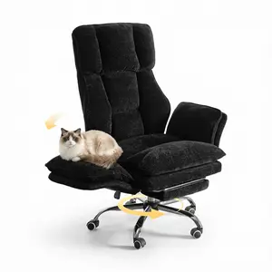 Big and Tall Office Chair, Flip Armrests for Pets & Cross Legged Sitting,Gliter Fabric Wide Seat Reclining Desk Chair, Executive Ergonomic Computer Gaming Chair with Foot Rest