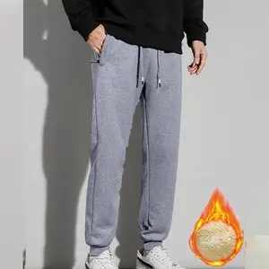 Autumn And Winter Fleece-Lined Thickened Sweatpants With Ankle Ties Casual Sports Pants