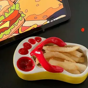 Ceramic Slipper Shaped Bowl - Hand-Painted Artistic Touch for Creative Home Décor & Fun Kitchenware - Perfect for Serving Fries, Chips, Candy Tableware