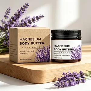 Magnesium Body Butter with Lavender 60g – Muscle Relief & Relaxation Cream – Soothes Sore Muscles, Eases Tension & Promotes Deep Relaxation – Natural Magnesium Formula for Post-Workout & Daily Self-Care