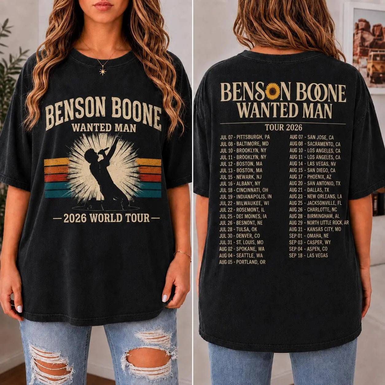 2 Sides Benson Boone Wanted Man Tour 2026 Shirt, Benson Boone Concert Tee, World Tour T-Shirt, Vintage Music Shirt, Fan Gift (6)