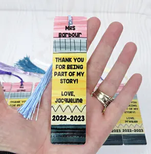Personalized “Thank You for Being Part of My Story” Teacher Bookmark – Custom Name Pencil Design with Tassel