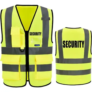 Reflective Security Safety Vests Heavy Duty with 7 Pockets and Front Zipper