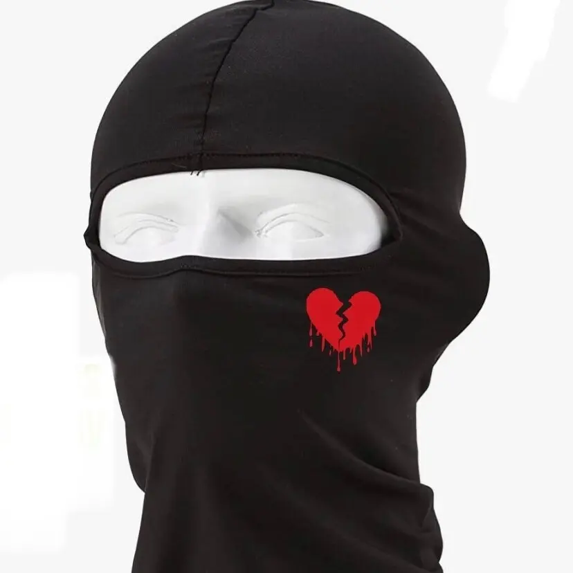 Red dripping broken heart ski mask balaclava, unisex