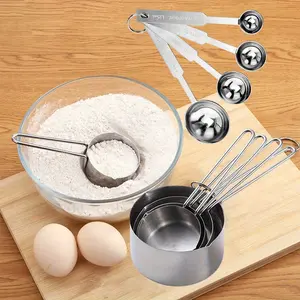 Stainless Steel Measuring Set Measuring Cup and Spoon Set Graduated Stackable Measuring Spoons for Cooking and Baking Kitchen Gadgets and Supplies