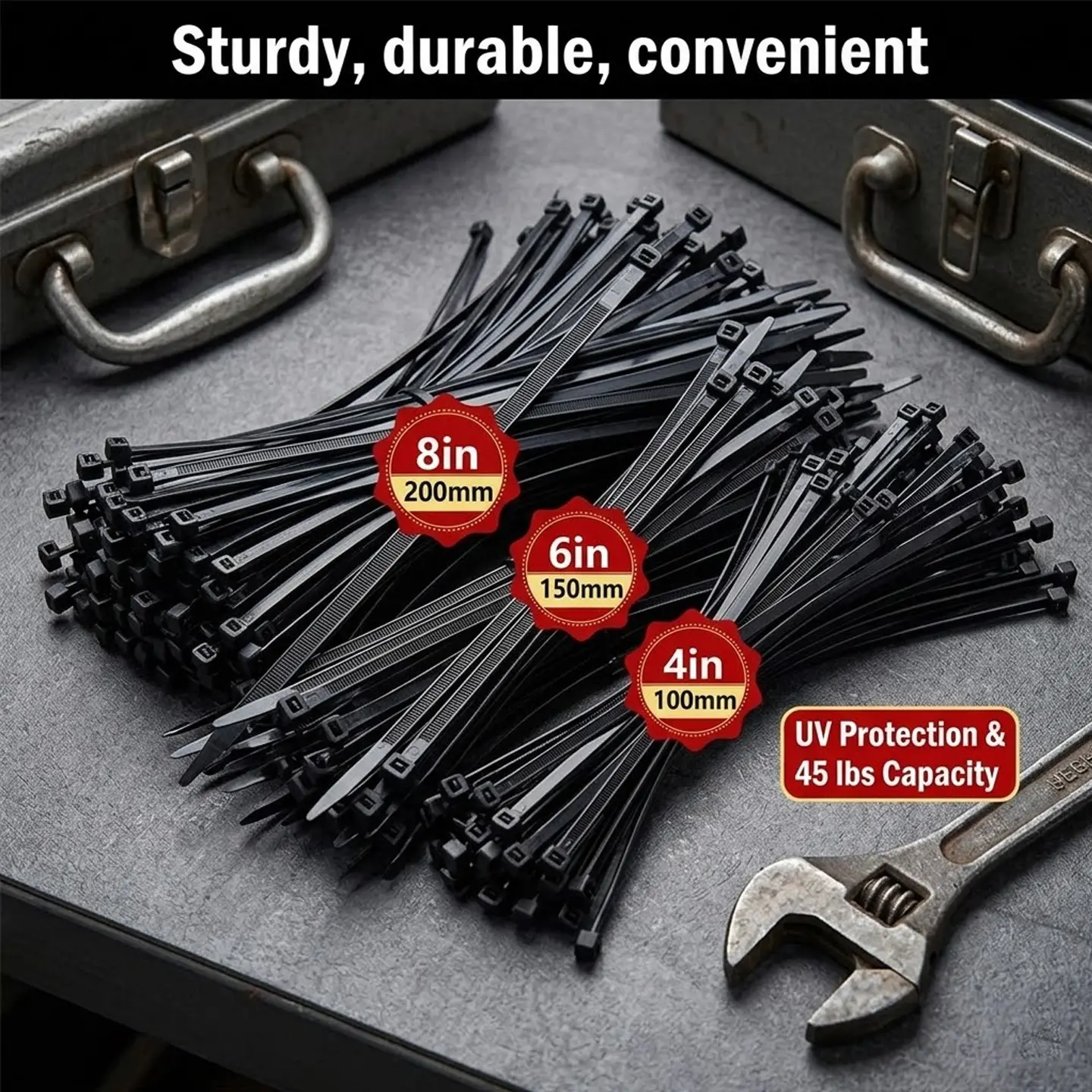 300pcs（8inch，6inch，4inch）Black standard cable ties，UV protection，Nylon cable ties，Plastic cable ties, installing cable ties，Maximum weight capacity 45 pounds，tools for mechanics，tools and gadgets for him,adapt,mechanic tools,tools and gadgets