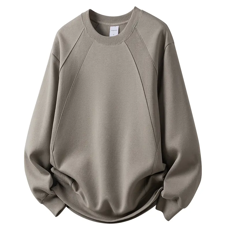Men's Classic Crew Neck Long Sleeve Sweatshirt, Distinct Raglan Sleeve Contrast Stitch Seam Design Curved Hem Cuffed Sleeve Tailored Fit Top For Spring Autumn Daily Street Casual Commute Weekend Walking Shopping Outdoor Leisure Activities