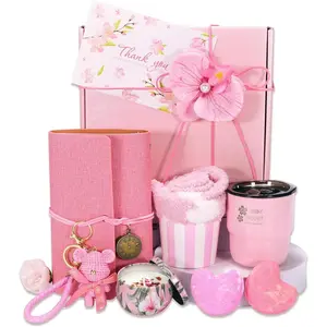 Thank You Gifts for Women, Administrative Professional Day Gifts, Appreciation Gifts for Women- Pink Gift Basket with Coffee Tumbler -Employee Appreciation gifts for Teacher Nurse Coworkers Friends