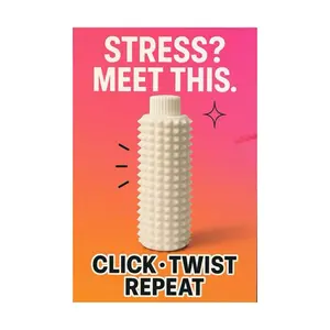 Rough Roller Stim Toy - 3D-Printed with Spiky, Grooved, and Ridged Components, Includes Outer Spiky Roller, Accordion-Style Insert, and Short Bumpy Roller button