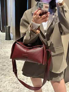 Elegant Wide Strap Small Square Bag, Fashionable Minimalist Shoulder Bag with Ripe Texture, Chic All Seasons Handheld and Crossbody Purse, Handbag Shoulder Bag