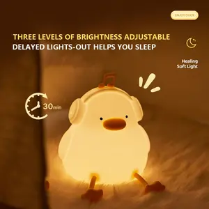 1pc Music Duck Tap Light, RGB Colorful Night Light with Timer Function, Soft Eye-Friendly Silicone Lamp, Bedroom Bedside Light, Perfect Gift for Friends