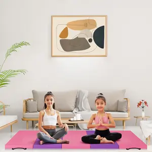 Garvee High-Density Folding Gymnastics Tumbling Mat – 6x2Ft, 2-Inch Thick 4-Panel Exercise Pad, Portable with Carry Handles for Kids & Adults Home Gym, Yoga, Pilates, Aerobics, Martial Arts