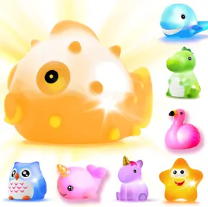 6//12 PCS Mermaid Light Up Bath Toy for Toddler , No Hole, Bath Toys for Kids Ages 4-8, Make Fun Bath-Time Gifts for Birthdays, Easter. Ideal for Use in The Shower, Bathtub, or Swimming Pool.