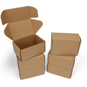 6x4x3 inch 6 Pack Brown Shipping Boxes, Tab Lock Tuck Top Mailer Boxes for Small Business Packaging, Small Cardboard Gift Boxes for Wrapping Mailing Presents