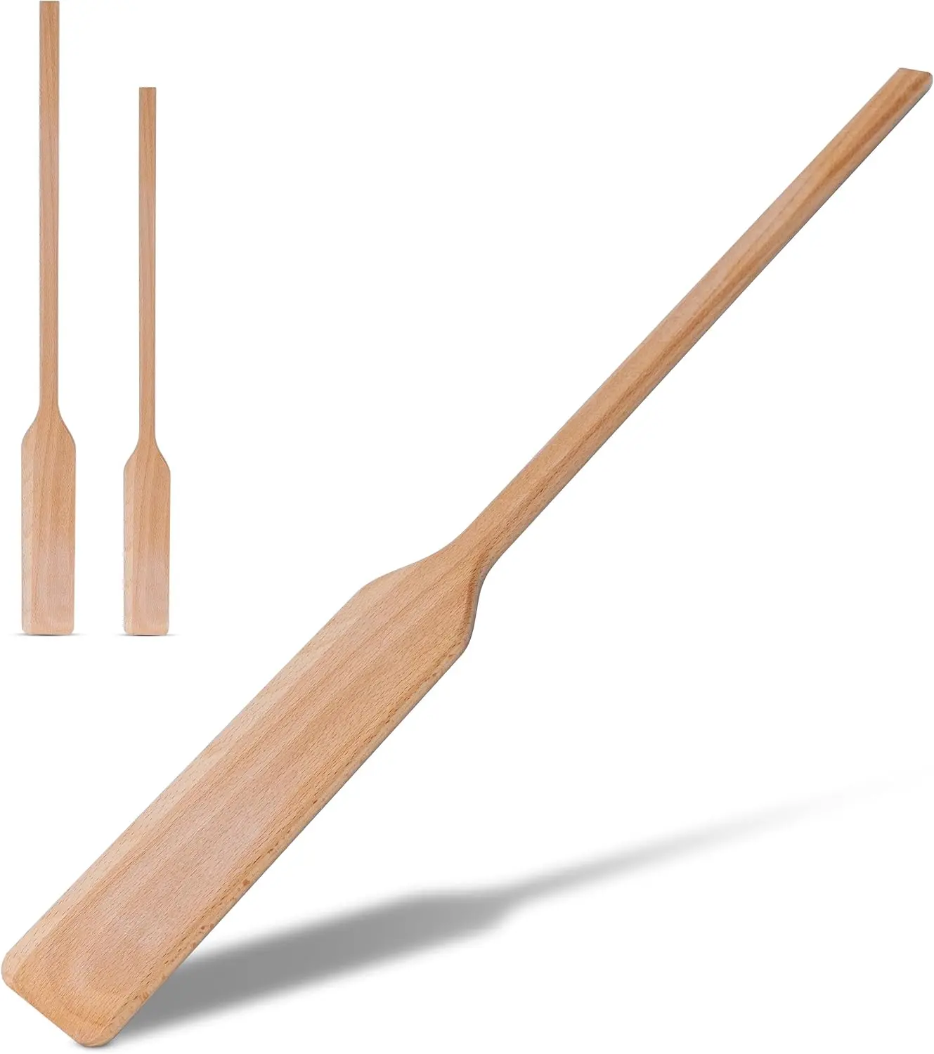 Extra Long - 24 Inch Large Beech Wood Stirring Paddle Spoon For Cooking, Mixing, Brewing In Big Stock Pots - Kitchen Heavy Duty Utensils, Long-Handled Flat Stir Paddles