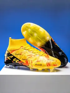 Parent - Child Gold - Blue Long - Studded Football Shoes, Sports Competitive Style, Wear - Resistant Synthetic Material, Long Studs for Grip, Comfortable on Feet, Ideal for Parent - Child Football & Professional Training