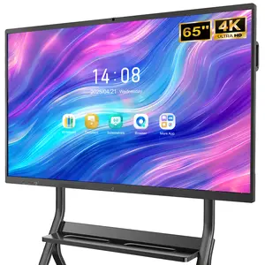 65" Smart Whiteboard for Classroom Office, All-in-One 4K Digital Board, 20 Point Touchscreen, Screen Mirroring, Bluetooth/WiFi/HDMI, Camera & Mic, Android 13, 8+128G (Wall Mount Included)
