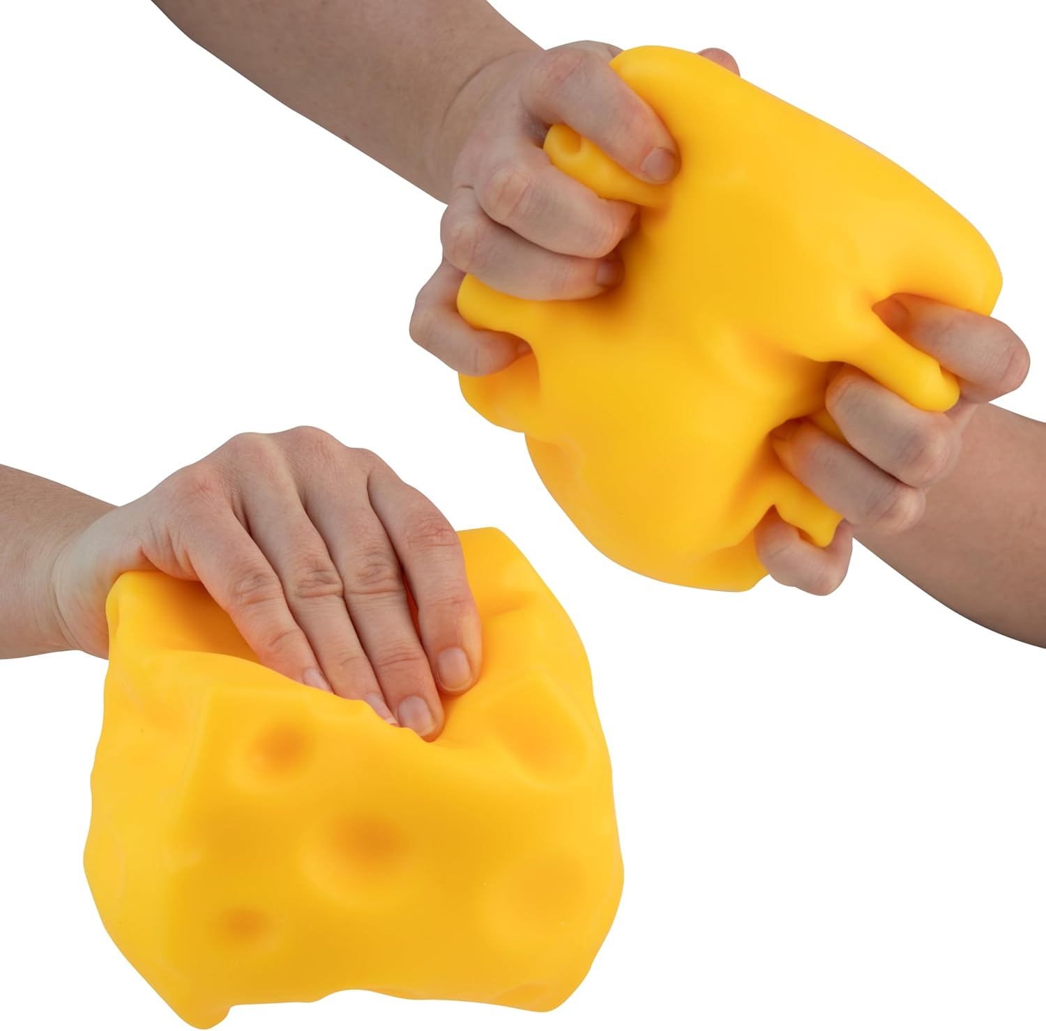 Easy Sqweezy Super Cheesy - Squeeze This Big, Fun, Squishy, Slow Rising, Extra Soft Giant Block of Cheese for Stress Relief - Original Sensory / Fidget Novelty Toy and Gift for Kids and Adults