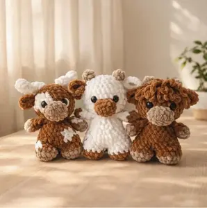 Hand-Crocheted Cow Plush Amigurumi, Soft Farm Animal Stuffed Toy, Kawaii Doll Companion
