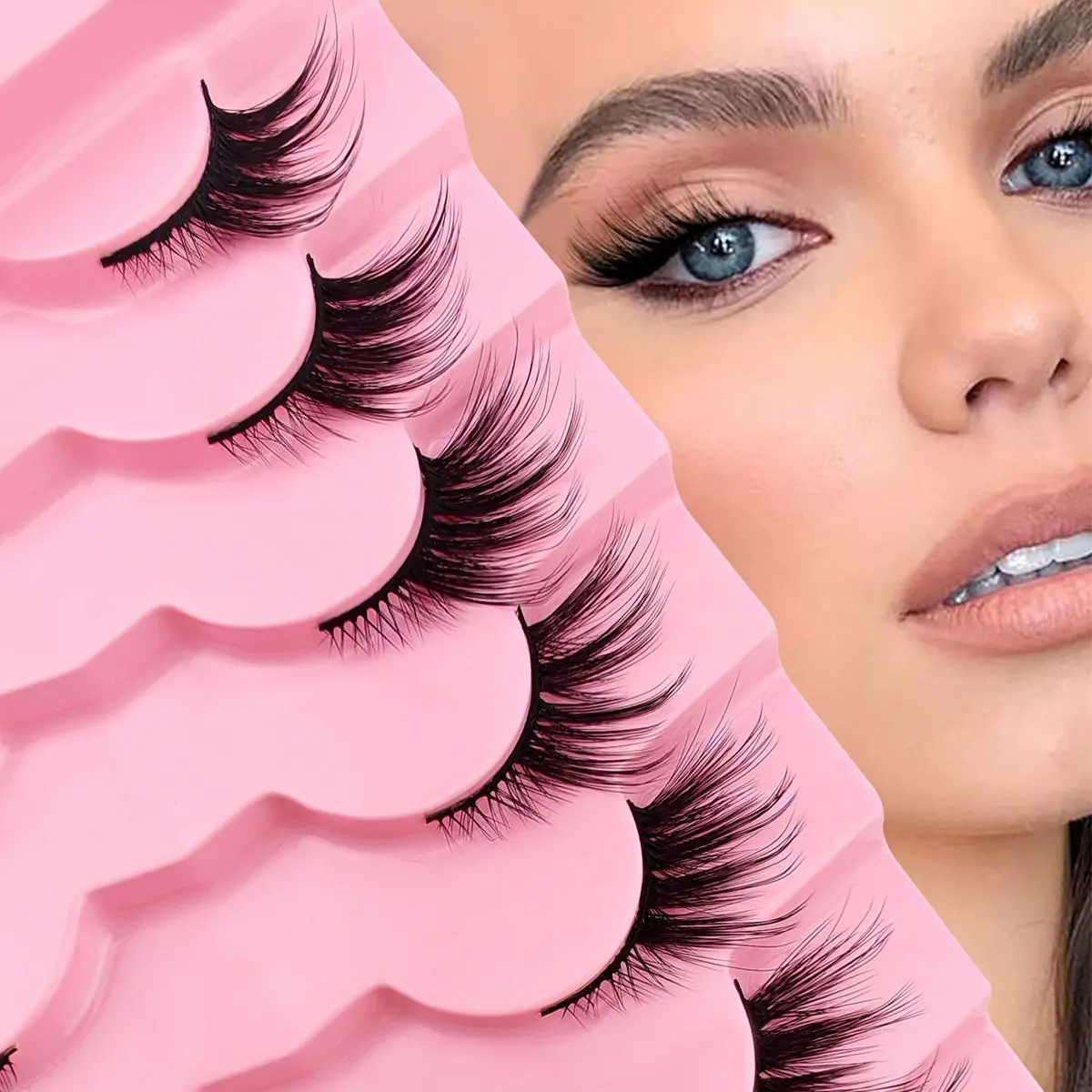 Cat Eye Half False Eyelashes, Cosmetic False Lashes, 7 Pairs Natural Look Wispy Faux Eyelashes, Feline Lash Look, Fashion Eyelashes, Tail Elongated Lashes For Lashes Extensions, Eyelash Set