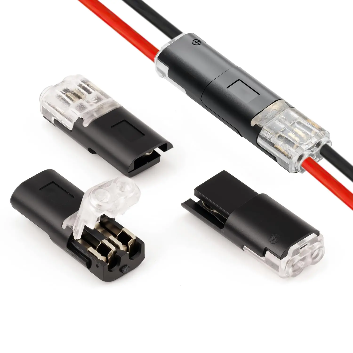 2-Pin Double-Wire LED Light Strip Connectors with Locking Buckles – Low Voltage Plug-in Connectors for Secure Fast Connections in Automotive Wiring and Power Distribution