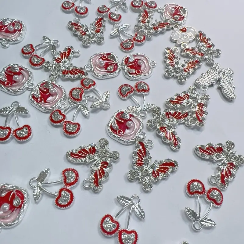D003 Alloy Bling Oil Drop Pendants & Copper Heart Charms - DIY Costume Jewelry Supplies for Christmas, Halloween Bracelet and Necklace Making, Bling Pendant, Allay