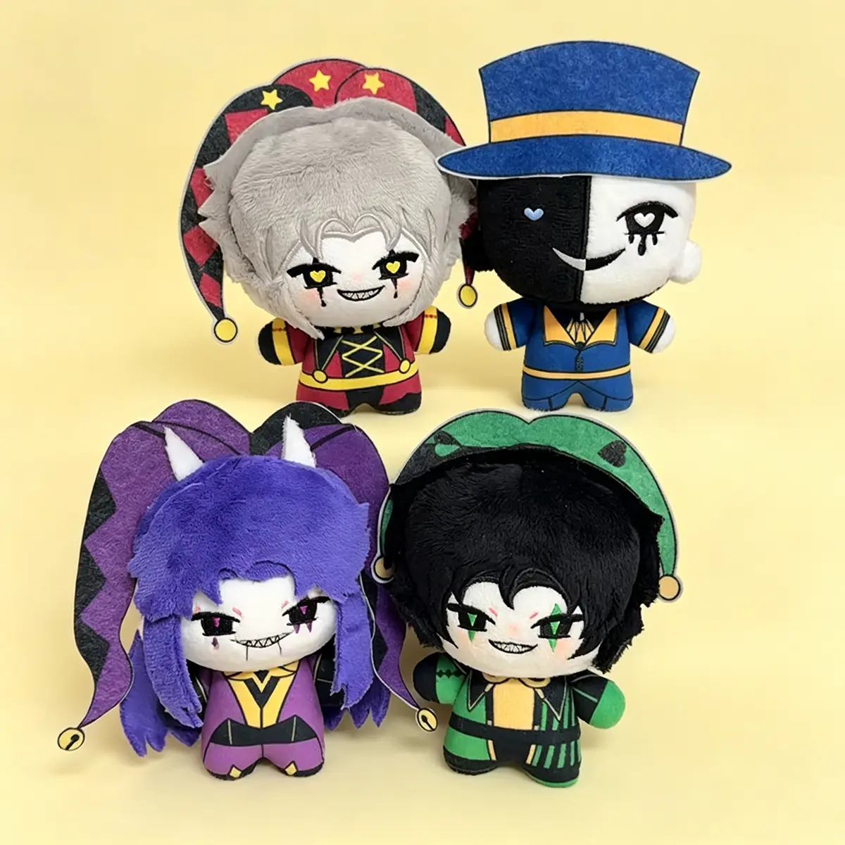 The Freak Circus Inspired Plush Toys, Pierrot Harlequin Jester Ticket Taker Stuffed Dolls, Cute Creepy Circus Plushies, Soft Kawaii Collectible Gift for Fans