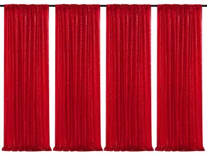 Red Sequin Backdrop Curtain 4 Pieces 2FTx8FT Glitter Christmas Wedding Decoration Party Photograph Background Banners Ornaments