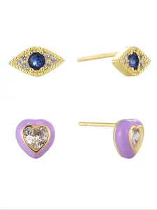 Women's Elegant Rhinestone Eye Heart Decorated Stud Earrings, Exquisite Trendy Stud Earrings, Fashionable Jewelry for Women for Daily & Party Decoration, Valentine's Day, Gift