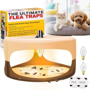 Ultimate Flea Trap - Lightweight Sticky Flea Trap for Inside Your Home with 1 Glue Discs Odorless Natural Fleas Killer Traps Pad Bed Bug Trap Light Bulb Pest Control for Home House Inside - Household