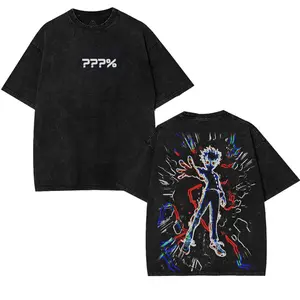 Shigeo Kageyama Mob Psycho 100 T-Shirt 100% Cotton Oversized Washed Tee American Made Unisex Streetwear Anime Graphic Fabric Menswear