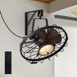 20 “Wall Mount Fan with  LED Light and APP Bluetooth Control ，Remote Control，Garage Ceiling Fans with Plug in Cord, 6 Speed Wall Fan , Wall Mounted Fan Indoor for Bedroom, Gym, Patios, Warehouse, Corner, Shop, Toolroom，Cage Fan with Lamp