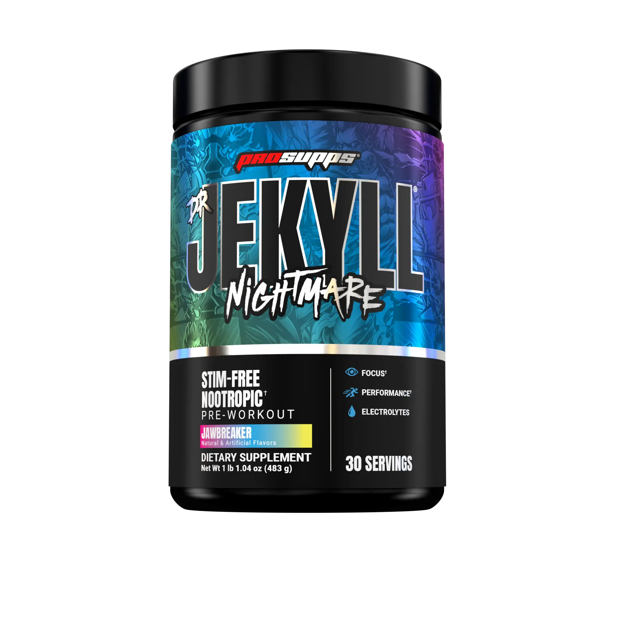 ProSupps Dr. Jekyll Nightmare Pre Workout Powder with Nootropics – Stim-Free Preworkout Supports Focus & Performance – Caffeine-Free Gym & Fitness Supplements