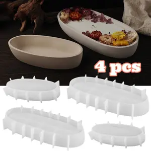 A Set of 4/2 Pcs Oval Oval DIY Silicone Mold Tray,Reusable Silicone Mold Plates,Casting Moulds Bowl for Candle Holders,Jewelry Bowls,Storage Bowls,Hand Tools Kits