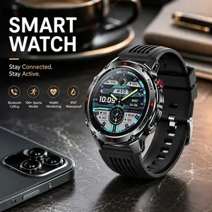 New 2026 Men's Style Smart Sports Watch Wireless Call Information Reminder LED Light Sports Mode Voice Assistant Weather Push Stopwatch Timer Men's Smart Watch Compatible with iPhone and Android Phones