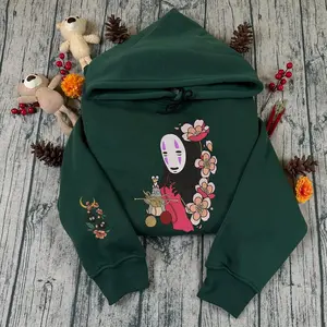 Everything's Ghibli Studio Accessories Store - Kaonashi No-Face Embroidered Sweatshirt And Hoodie, Spirited Away Shirt, Fantasy Anime Inspired