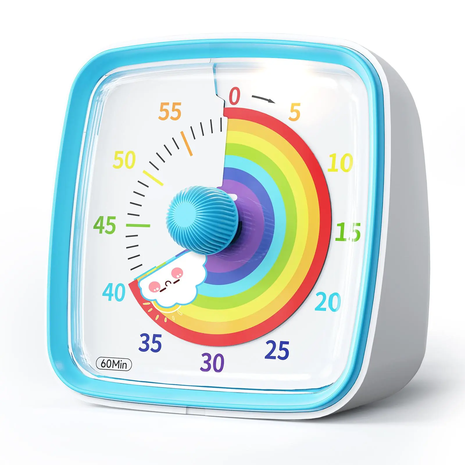 Yunbaoit Visual Timer with Night Light, 60-Minute Rainbow Countdown Timer for Kids and Adults, Time Management Tool for Home, School, Kitchen, or Office