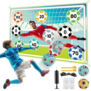 Toy Soccer Ball Game Set for Kids ages 3-6, Indoor Outdoor Backyard Toss Soccer with 2 Sticky Balls & Foldable Fabric Goals, Football Sports Toy Gifts for 3 4 5 6 Years Old Boys Girls