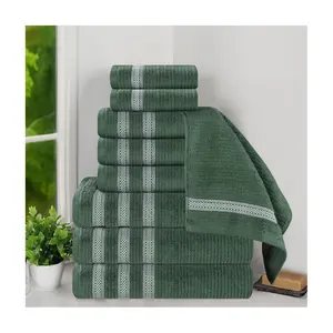 Superior 9pc Soft Zero Twist Cotton Ribbed Plush Towel Set