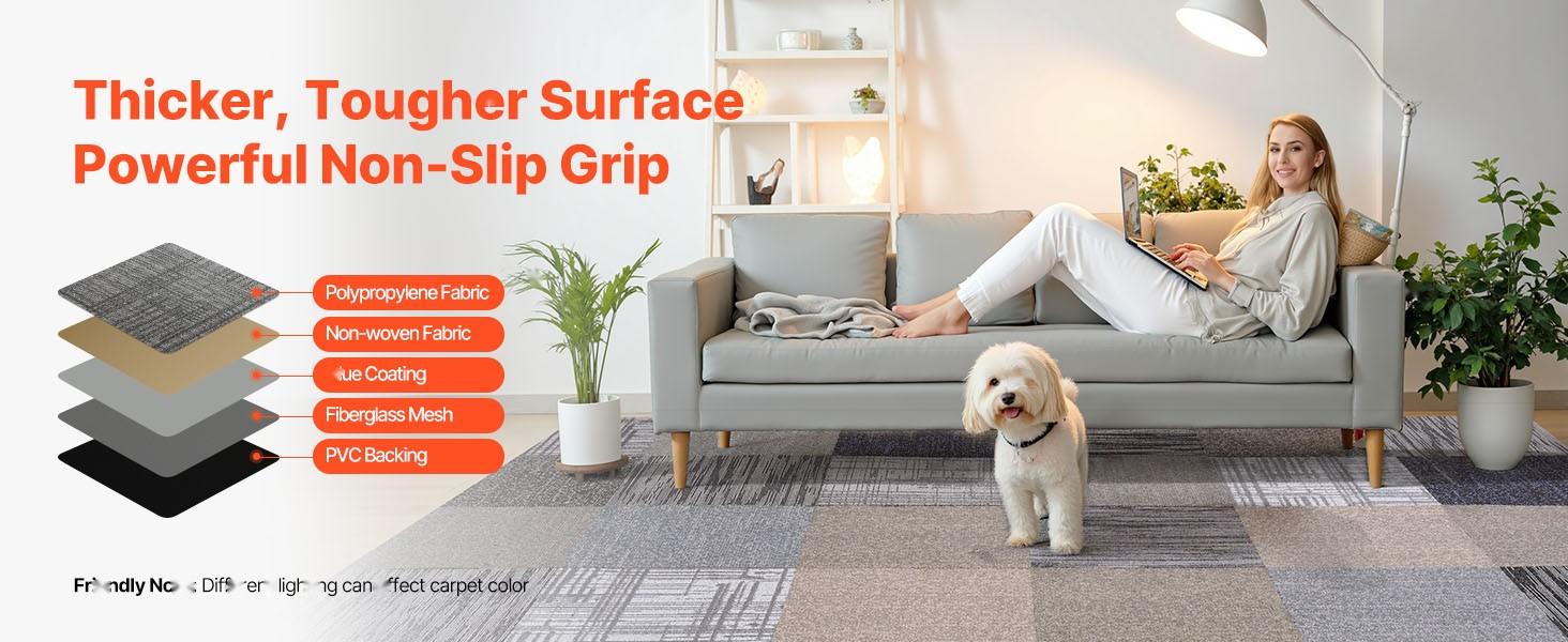 Interlocking Carpet Tiles 20x20 Inch, Reusable 24-Piece Modular Carpet Squares For Seamless Floor Covering, Soft Padded Commercial Grade, 66.6 Sq Ft Coverage, DIY Easy Installation For Living Room, Bedroom, Indoor, Multicolor