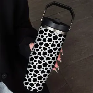 30oz Insulated Cup with Straw, Cow Print Water Bottle, Large Capacity Stainless Steel Coffee Mug, Stainless Tumbler, Perfect Gift for Men and Women, Insulated Travel Drinkware