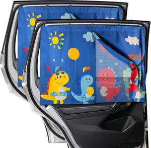 Window Shades, 2 count  Double Layer Sun Shade, Side Windows , Full Covers/Half Shade Options, Cute Dinosaurs, Compatible with , SUV, Minivan