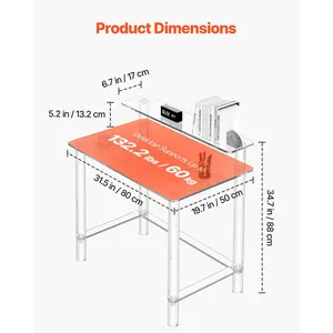 VEVOR Acrylic Table, 2 Tiers Clear Office Desk with Monitor Stand, Acrylic Study Computer Desk, Modern Side End Table Nightstand for Bedroom, Office, Study, Cloakroom, 19.7x 31.5x 34.7 in (Clear)