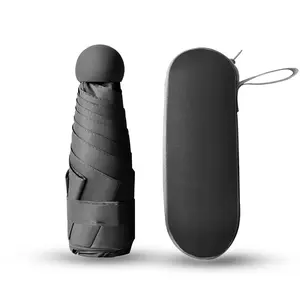 Portable Mini Capsule Umbrella, Foldable Sunshade and Rain Umbrella, Rubber Alloy Handle, Dual Use for Sun and Rain Protection