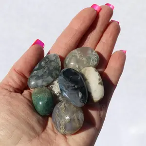 Moss Agate Tumbled Stones 1 lb Wholesale Priced