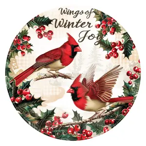 Christmas Cardinals, DCO-102647-D, Sign For Wreath, 18" Door Hanger